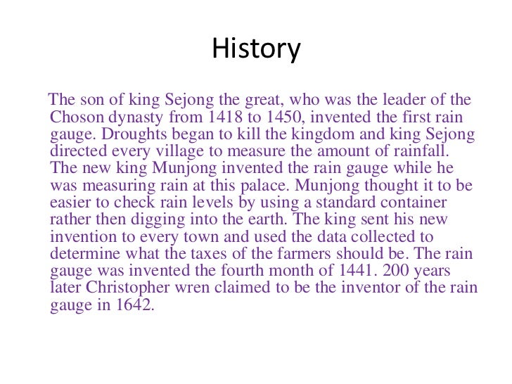 background information on the rain gauge